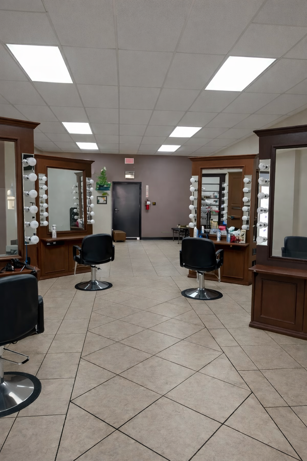Front desk and manicure product display inside Ketzia's Styling Salon